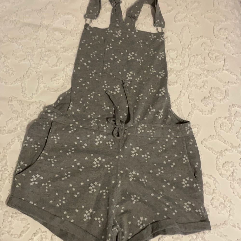 Grey star sweat pants overalls